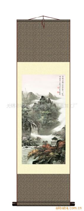 Living Room Office Hanging Landscape Silk Painting Scroll Chinese Painting Mountain Spring Autumn Color S061