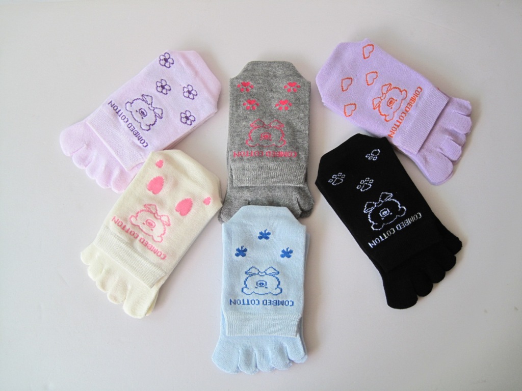 [1 юань проба] женские жаккардовые носки из чесаного хлопка, пять пальцев