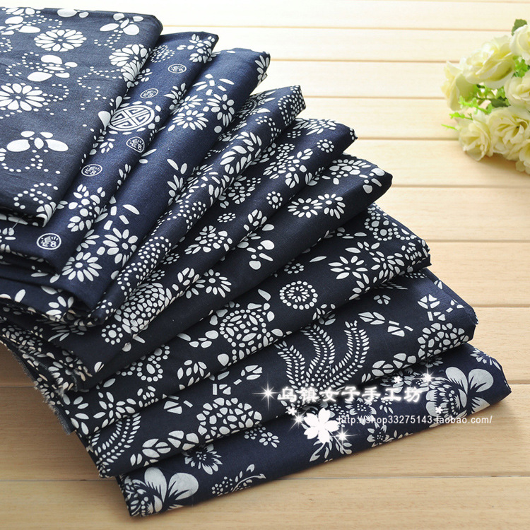 Тонкая ткань из хлопка с синим принтом для диванов и штор, ткань для декора в стиле фермерского дома оптом