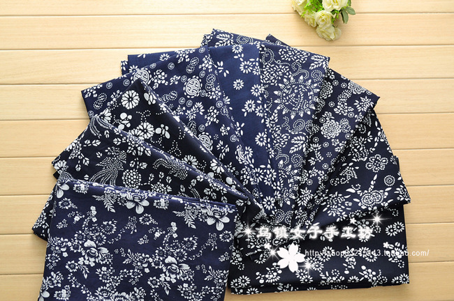Wuzhen cotton blue printed cloth thin fabric sofa curtain background cloth farmhouse decoration fabric wholesale