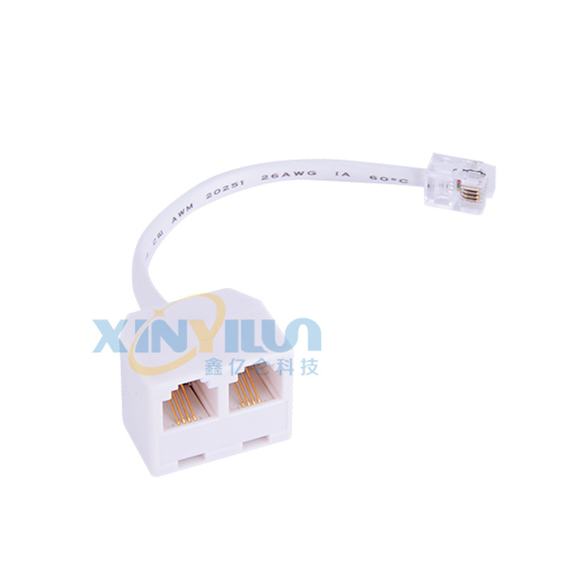 Phone 2 RJ11 6P4C telephone socket phone one male 2 female RJ11 telephone adapter
