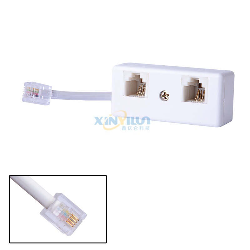 Telephone one minute two adapter American telephone line one Revolution two female with line 6P4C RJ11 RJ14