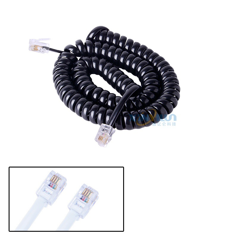 4P4C telephone handset line RJ9 handle line telephone curve 3 M Black RJ10 RJ22 spring line
