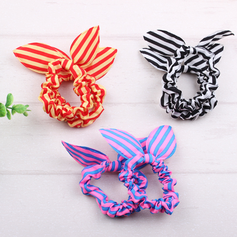 Sweet all-match rabbit ear head rope horizontal polka dot knot headdress wholesale bow hair Ring children's hair rope C521