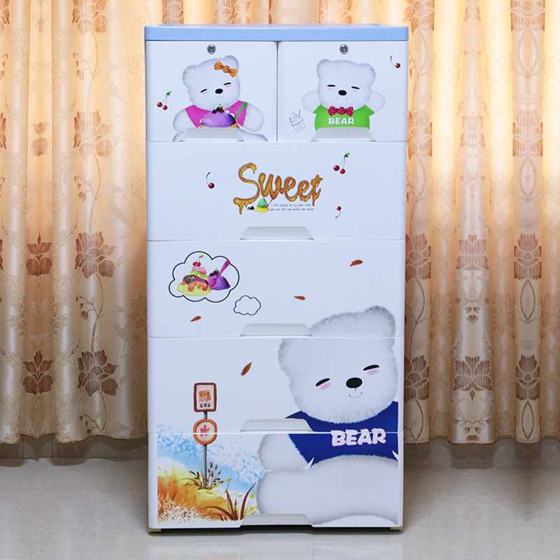 Детский шкаф A66125, домашний ящик, милый медвежонок, утолщенный шкаф для хранения одежды