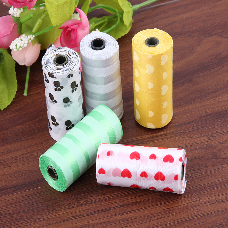 Printed Pet Garbage Bags for Dogs, Environmentally Friendly Cleaning and Pooping, 15 Pieces/Roll Dog and Cat Supplies Wholesale Cleaning