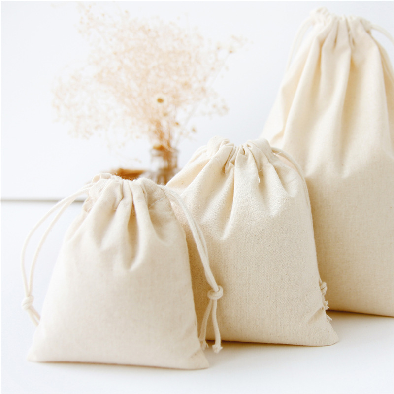 N185 blank bag wholesale cotton bag storage bag bundle bag drawstring bag tea gift bag solid color