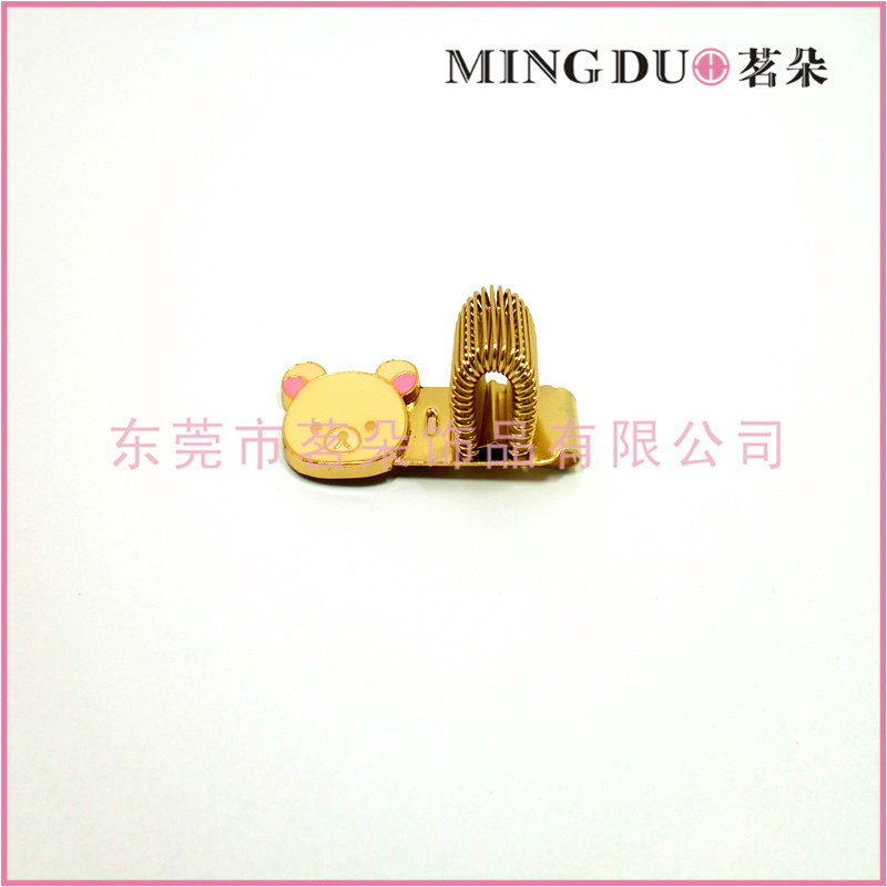 [Mingduo] Metal Alloy Electroplated Golden Bear Spring Pen Clip Cute Dual-Purpose Pen Clip