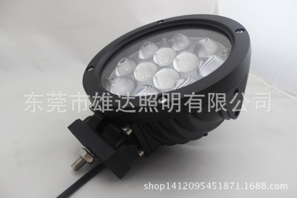 4D new black round led work light 60W off-road vehicle dome light modified light forklift auxiliary light