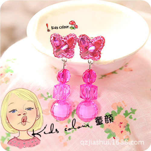 Wholesale Korean version hair accessories children's baby's resin baby's heart pendant safety earrings nail ear clip
