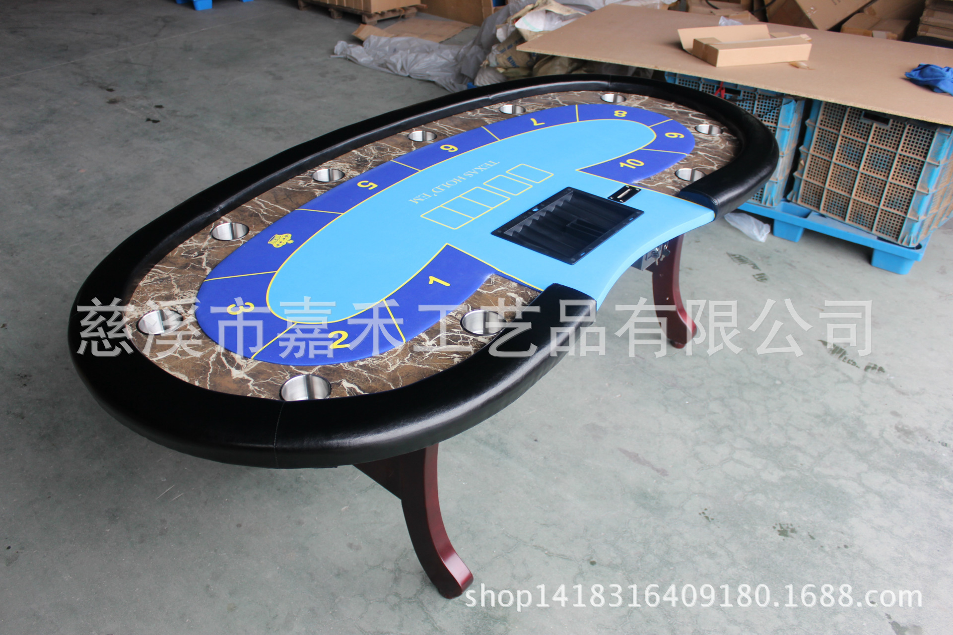 Стол для Техасского Холдема 240 см из массива дерева с мраморной наклейкой, цвет и размер можно настроить!