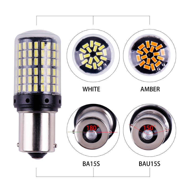Car Led Decoding Turn Signal Anti-Stroboscopic 1156 3014 144Smd High-Brightness Tail Light Brake Light Reversing Light