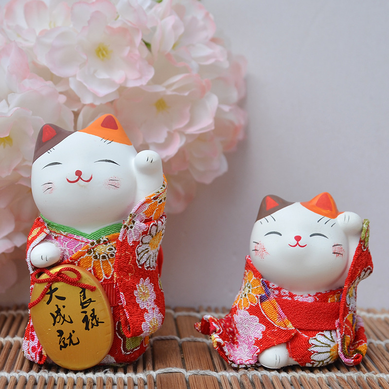 Japanese Cute Kimono Lucky Cat Car Ornaments Small Opening housewarming wedding gift creative izakaya decoration