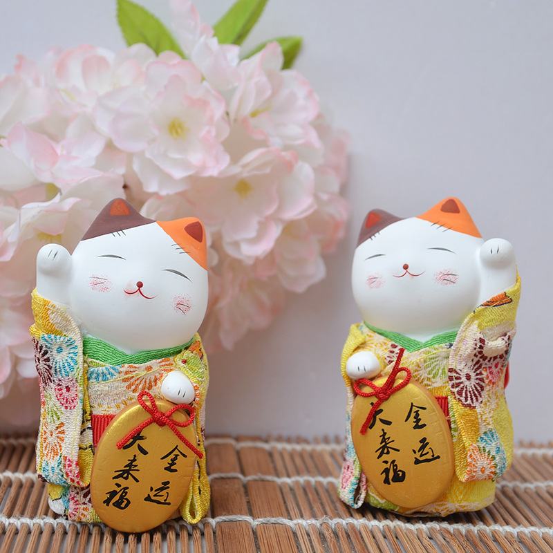 Japanese Cute Kimono Lucky Cat Car Ornaments Small Opening housewarming wedding gift creative izakaya decoration