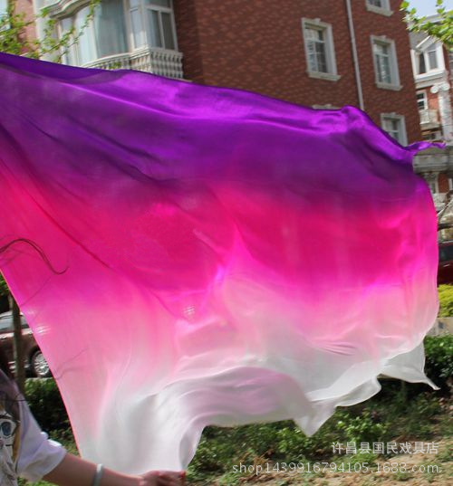 Бесплатная доставка шелкового шарфа для танца живота градиентного цвета фиолетовый розовый белый