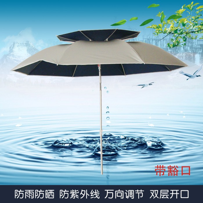 1Oocm Double-Layer Umbrella, 210D Water Drop Oxford Cloth Silver Plastic Double-Layer Umbrella, Sun Protection, Wind Protection, Rain Protection and Cold Protection