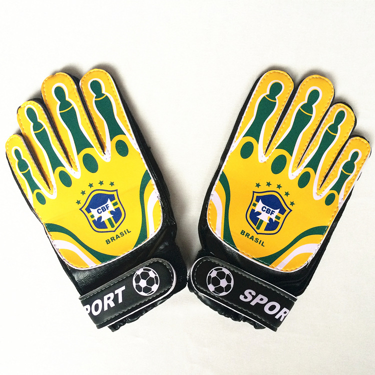 Soft PU Non-slip Goalkeeper Gloves Football Team Logo Gloves Sports Football Training Gloves for Children