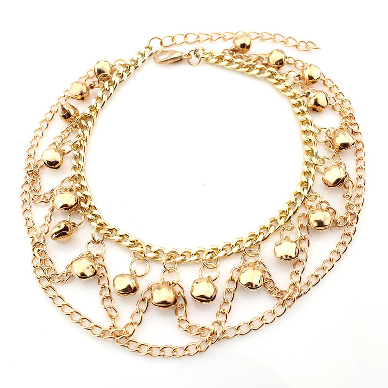E0072 European and American Export Hot-Selling Jewelry Bohemian Multi-Layered Tassels 18K Gold Bells Anklets and Foot Accessories