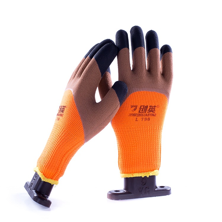 Chueda Chuangying 788 terry two-color reinforced finger gloves warm wear-resistant winter hot sale