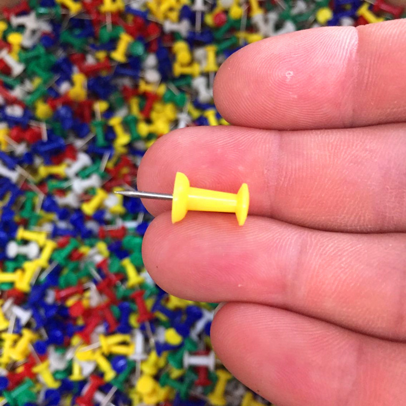 Manufacturer Wholesale Kindergarten Thumbtacks/Press Nail Glue Glue Cork Board Nails Colorfulful I-Shaped Nails 2000 Pieces Free Shipping