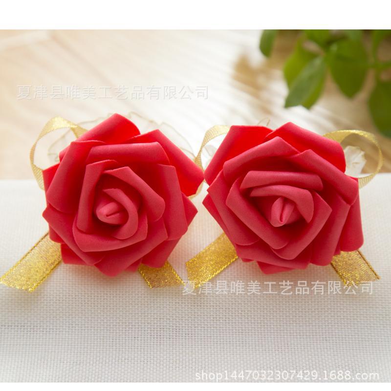 Factory wholesale new wedding supplies bride wrist flower bridesmaid hand flower sister wrist flower simulation PE roses