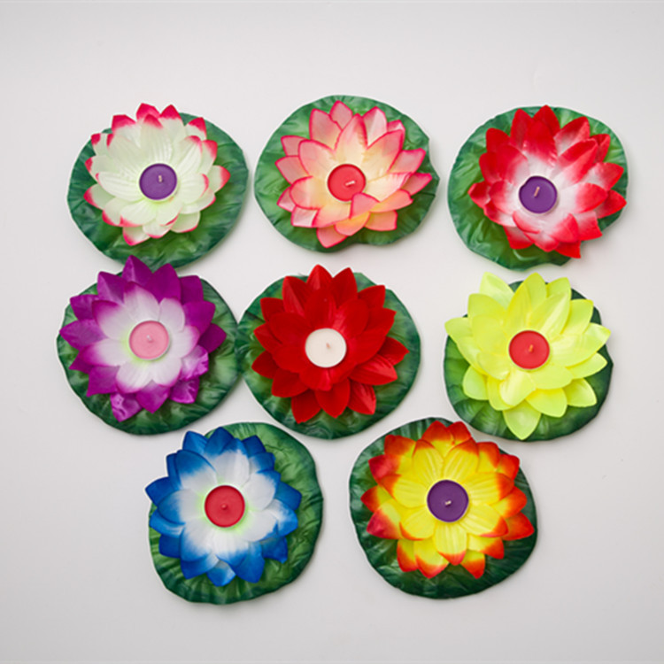 Оптовая продажа фонарика лотоса праздничные принадлежности плавающий лотос 17см вспышка ткань плавающий речной фонарик