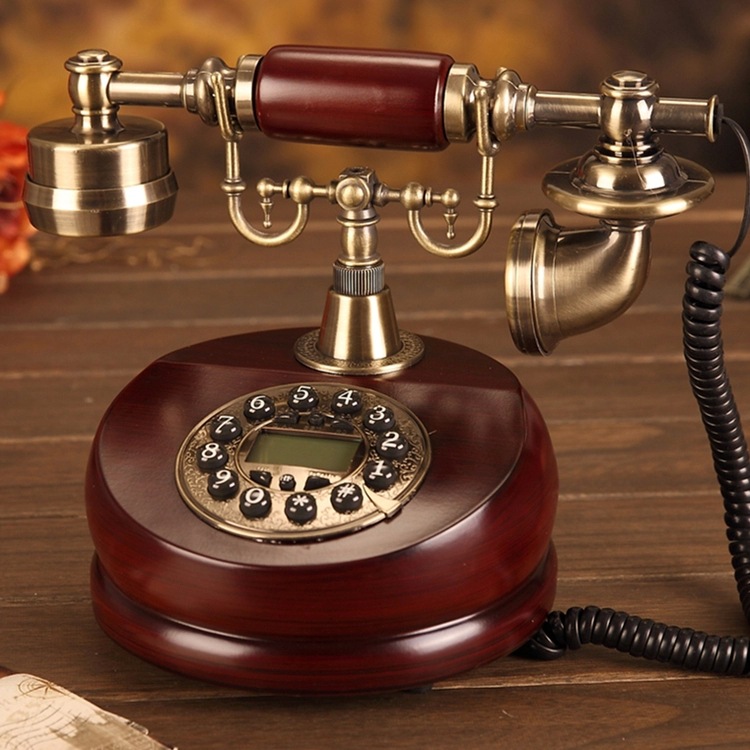 Cheongsam Retro Imitation Solid Wood Telephone, Antique Landline, European Antique Telephone, Video Display