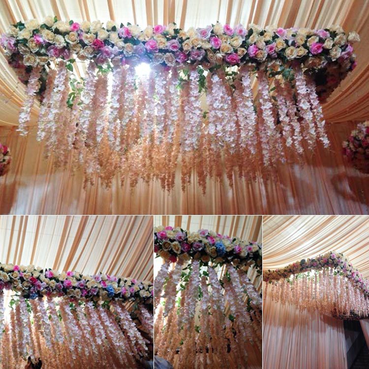 Гидранжевая арка-дорога с цветами настенной рогожки с секцией гортензии, может удлиняться на 30 см, секция цветов неограниченно