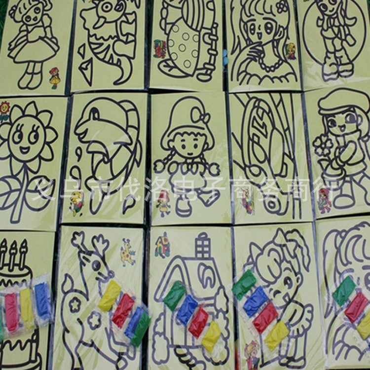 Детская песочная живопись DIY желтый фон труба 9X12см детские ручные песочные живописи игрушки мелкая песочная живопись производитель партия