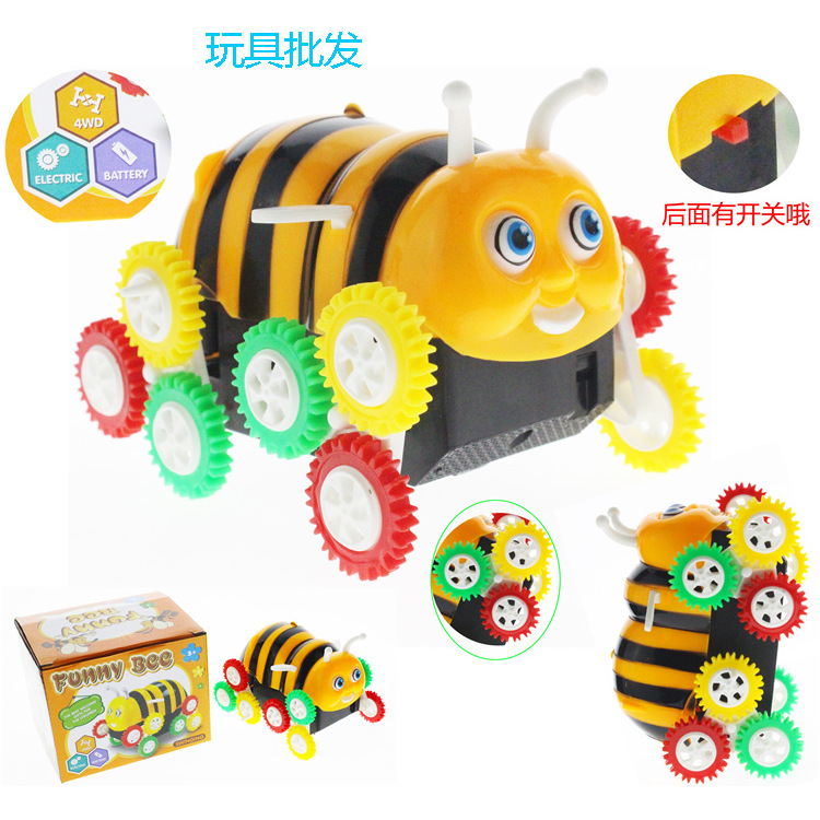 158 Red Lips Electric Little Bee Dump Truck Automatic Flipping Kidsren's Electric Car Street Stall Toys Wholesale