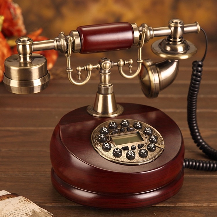 Cheongsam Retro Imitation Solid Wood Telephone, Antique Landline, European Antique Telephone, Video Display