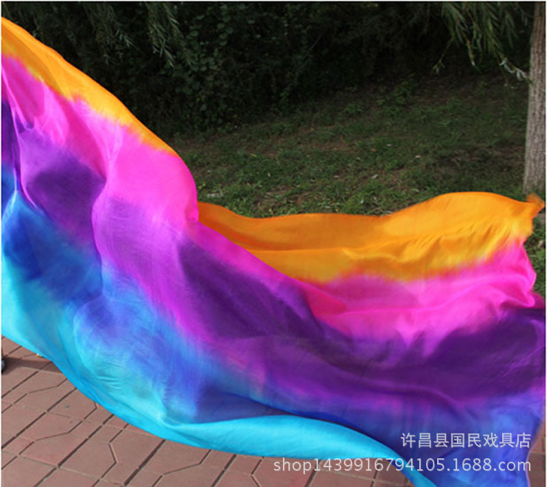 Free shipping belly dance silk scarf dance gradient scarf purple pink white gradient belly dance silk hand yarn throw scarf