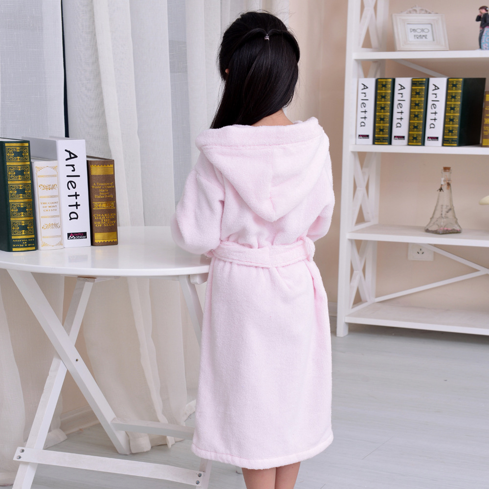 Hailiyuan Pure Cotton Children's Bathrobe Towel Material Thickened Soft Absorbent Baby's Bathrobe Children's Pajamas