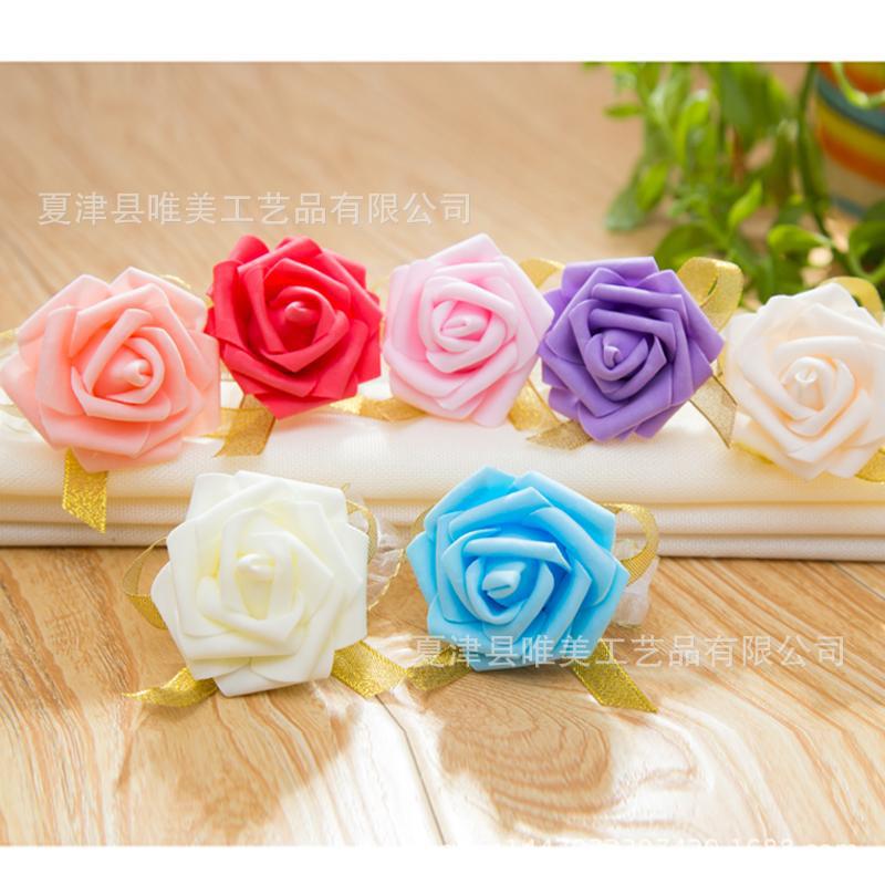 Оптовая продажа новых свадебных принадлежностей Цветок на запястье невесты Цветок для рук подружки невесты Имитация PE розы