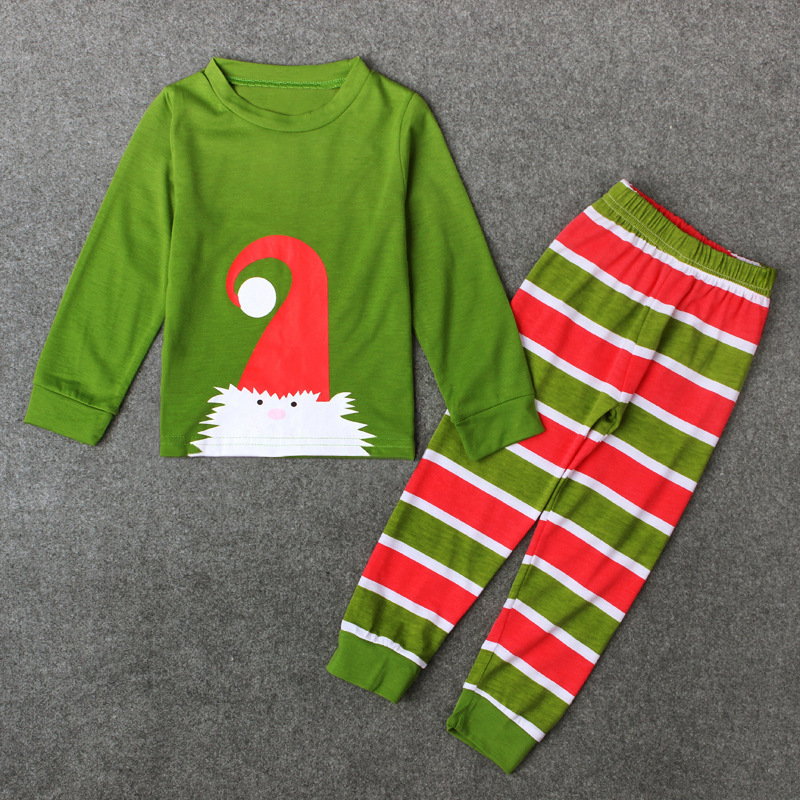 Boys and Kidsren Export European and American Spring and Autum Christmas Santa Claus Stripesd Home Clothes Two-piece Set Kidsren's Clothing ins