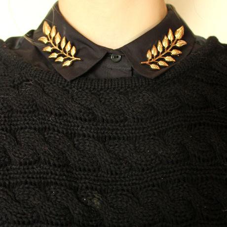 Popular Gold and Silver Tree Leaf Jewelry Men's and Women's Brooch Shirt Sweater Collar Pin Collar Button Retail Wholesale F009