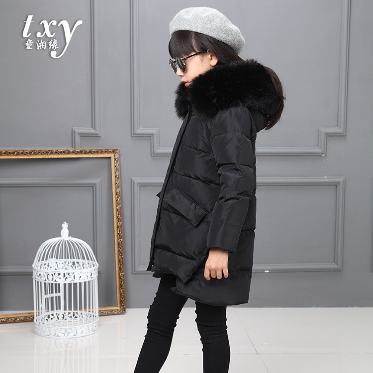 New thickened medium and long down coat autumn and winter large children's duck down a generation of hair clothing children's down