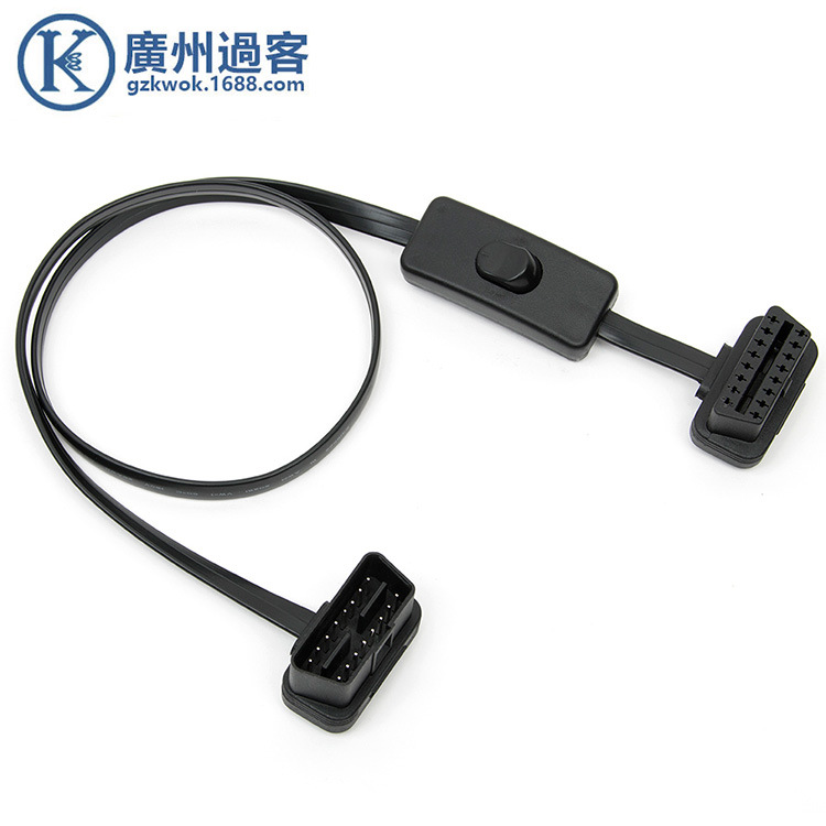 OBD2 с переключателем, плоский OBD кабель, мужской к женскому, 60 см