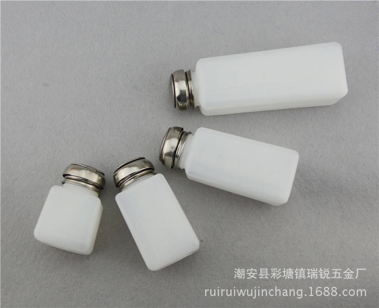 Factory Direct Sales Push-Type Glass Plastic Washing Plate Water Solvent Bottle 200ml White Blue Powder Industrial Alcohol Bottle