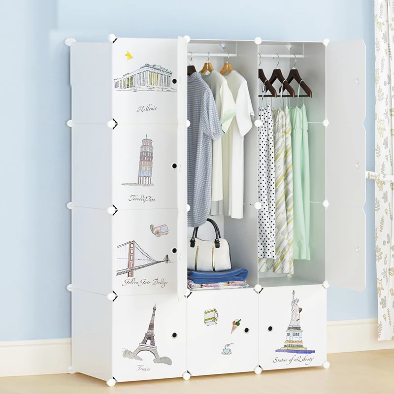 Factory Direct Supply Large Storage Cabinet Extra Large Warm Puzzle Fit Cabinet Korean New Cartoon Storage Cabinet