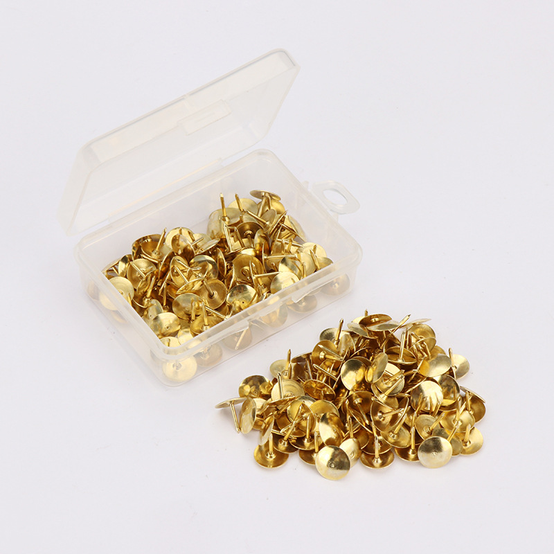Factory wholesale environmental protection copper-plated round head pushpin door and window screen window Golden pushpin imitation gold push nail