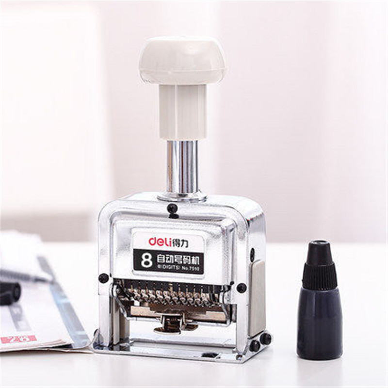 Deli 7508 small automatic number machine continuous date seal manual stamp cover activity combination same number time