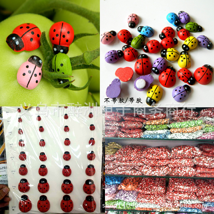 Оптовая фабрика, креативная семизвездочная божья коровка, деревянный жук, микро-ландшафт, мультяшные деревянные фигурки