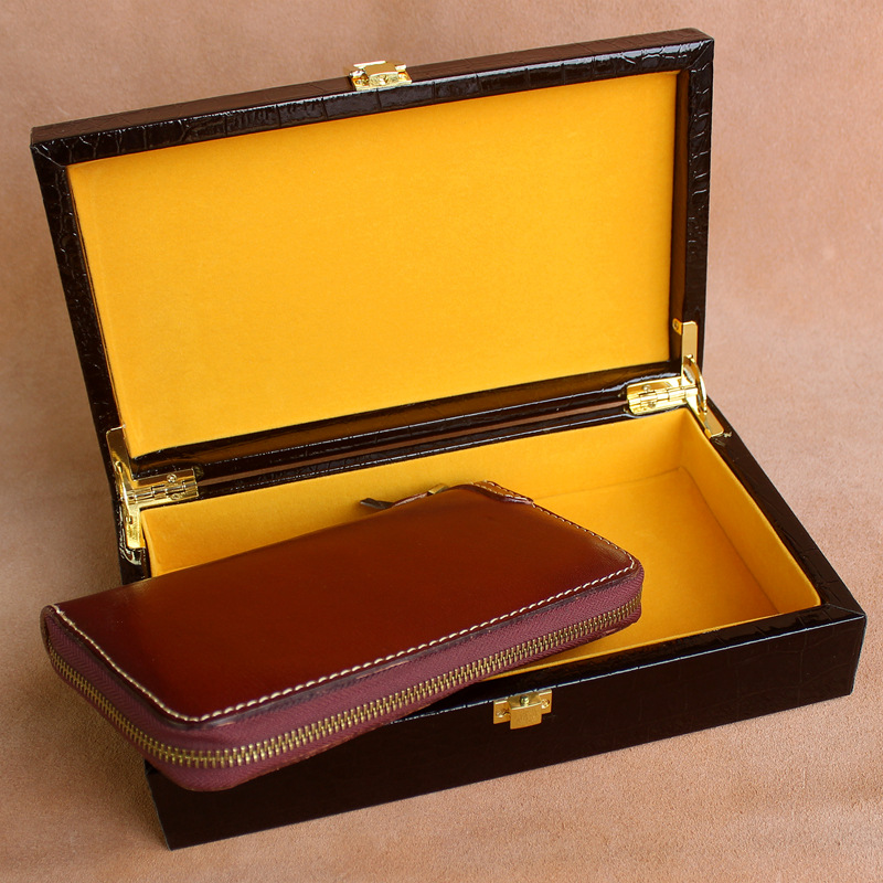 Коробка для упаковки кожаного клатча высокого класса, коробка для длинного кошелька с крокодиловым узором