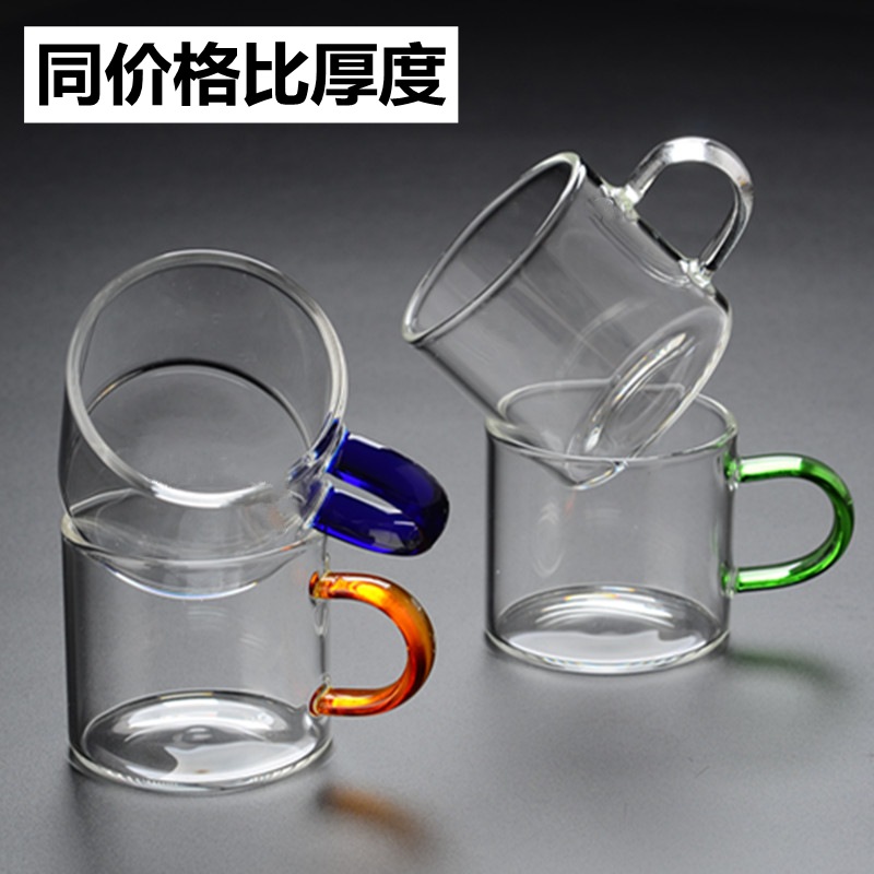 Factory wholesale High Borosilicate glass teacup with handle transparent kung fu teacup glass tasting cup small Cup