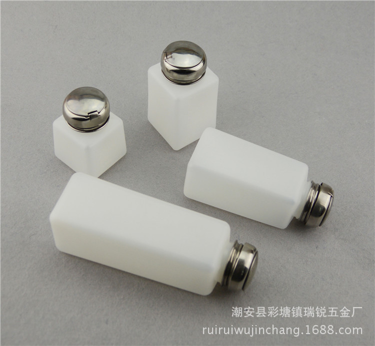 Factory Direct Sales Push-Type Glass Plastic Washing Plate Water Solvent Bottle 200ml White Blue Powder Industrial Alcohol Bottle