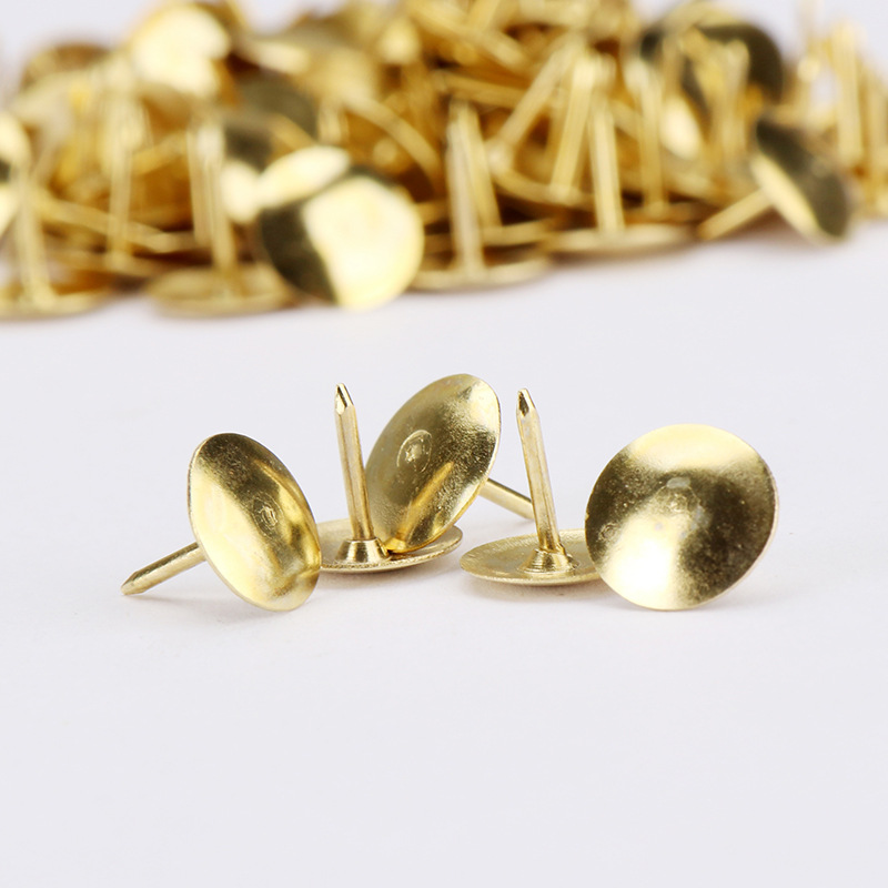 Factory wholesale environmental protection copper-plated round head pushpin door and window screen window Golden pushpin imitation gold push nail