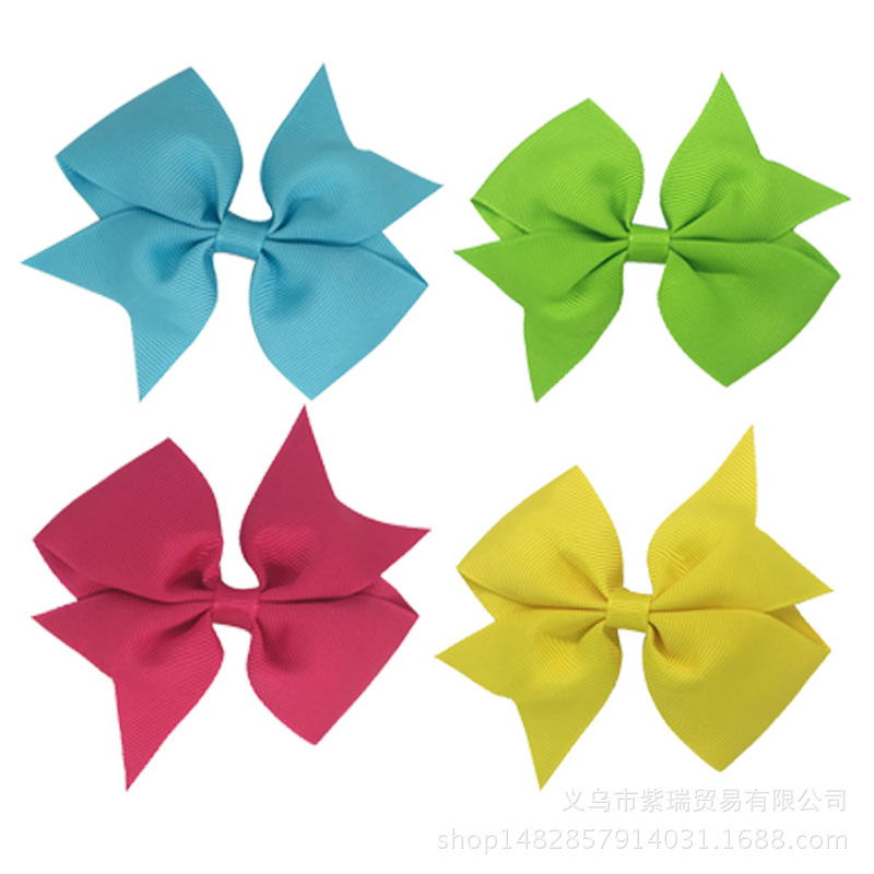 Factory direct European and American 20 color dovetail children's hairpin bow hair accessories Amazon best selling headdress hair band