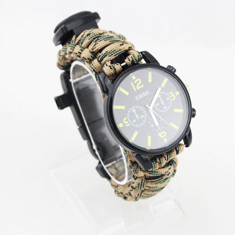 Outdoor camping Sports men's tool kit watch lighter alcohol foil paper fishing line multi-functional mountaineering watch