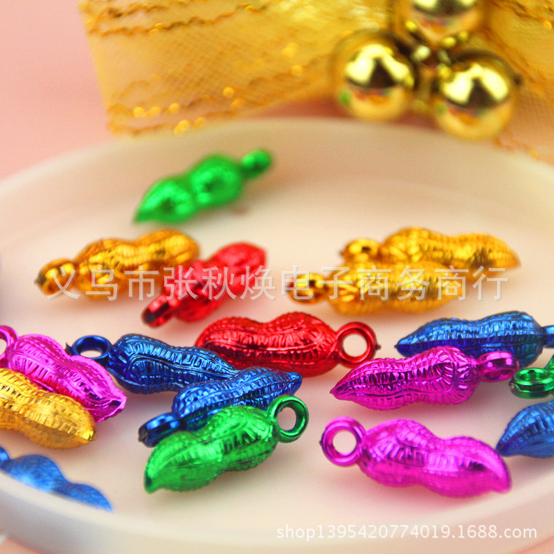 Mini Color Peanut Accessories Gold Plated Festive Children Barrel Decoration Peanut Festive Gold Pendant Accessories